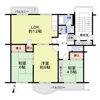 名谷１９団地８０号棟の間取図