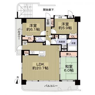 ダイアパレスサザンコート姪浜の間取図