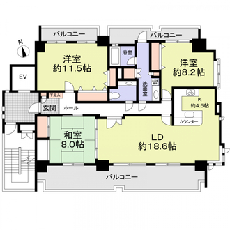 ヴェルビュ自由ケ丘の間取図