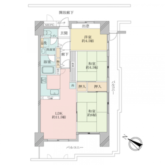 阪神住建リバーサイドヴィラ姫島Ａ棟の間取図