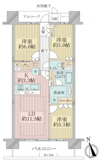 ジオ天六ツインタワーズＷＥＳＴ棟の間取図