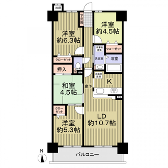 宝マンション南陽町の間取図