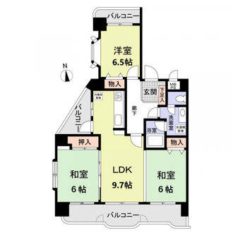 ライオンズマンション六本松の間取図