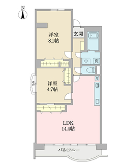 新松戸ファミールハイツ１号棟の間取図