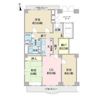 サンライトパストラル五番街Ｄ棟の間取図