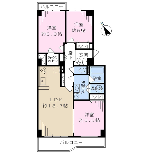 船橋シティハイツＢ棟の間取図