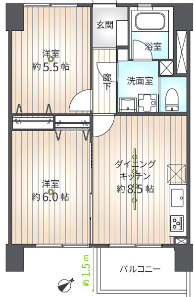 北砂四丁目住宅の間取図