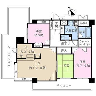 ライオンズマンション千葉登戸の間取図