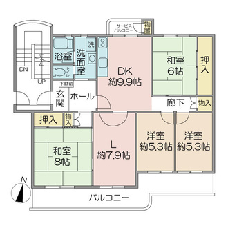 第２フドウ船橋ハイツ弐号棟の間取図