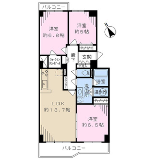 船橋シティハイツＢ棟の間取図