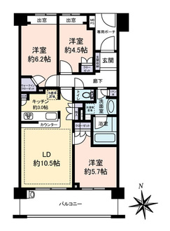 ライオンズマンション五反野ソレイルコートの間取図