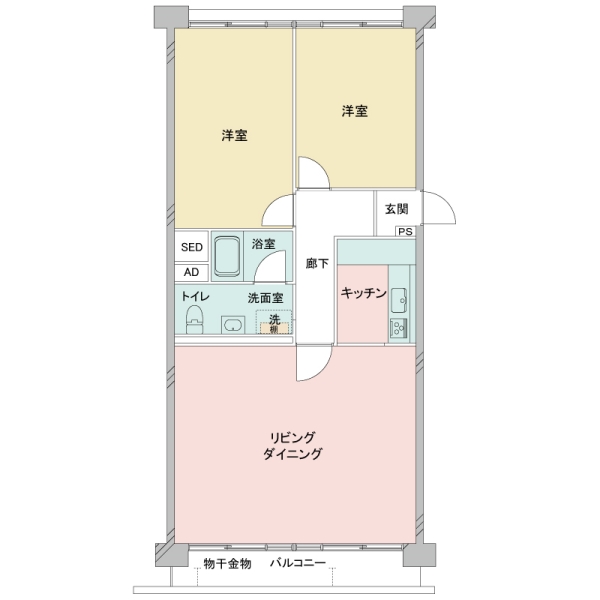 県ドリームハイツ七号棟の間取図