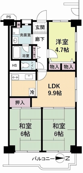 カネボウ加島グリーンマンションの間取図