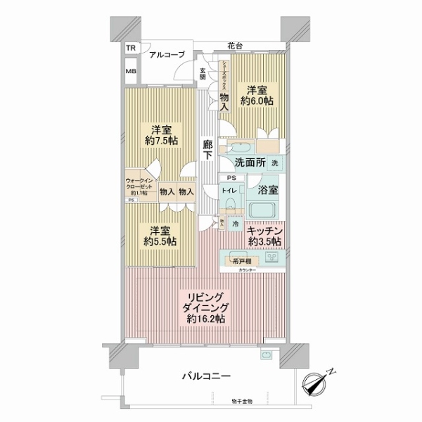 幕張ベイタウングリーナＢ棟の間取図