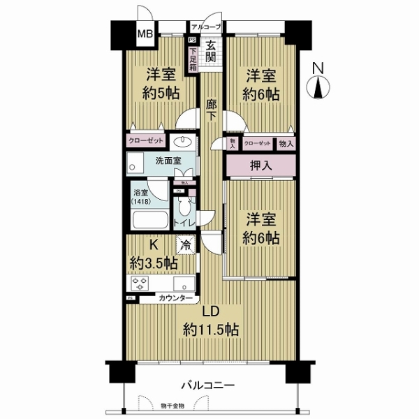 八尾北本町アーバンコンフォートの間取図