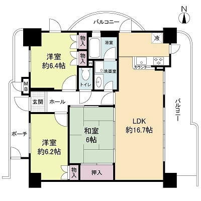 グランフェルティ平野加美の間取図