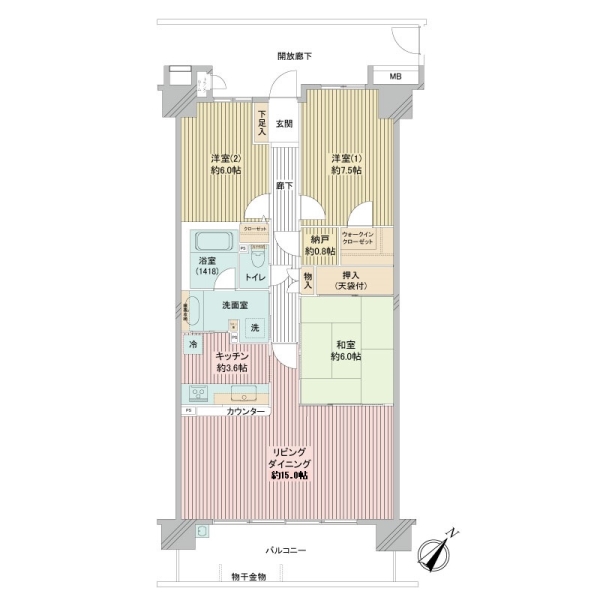 プリマシティＥ棟の間取図