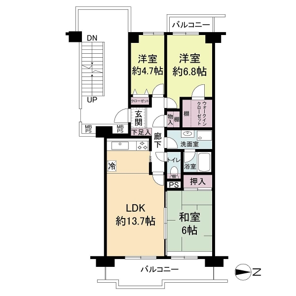 ベルパークシテイＢ棟の間取図