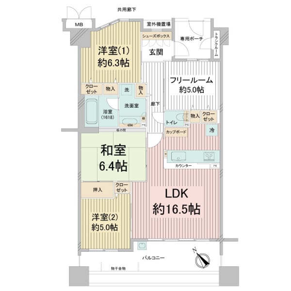 パレ昆陽池公園プルミエールの間取図