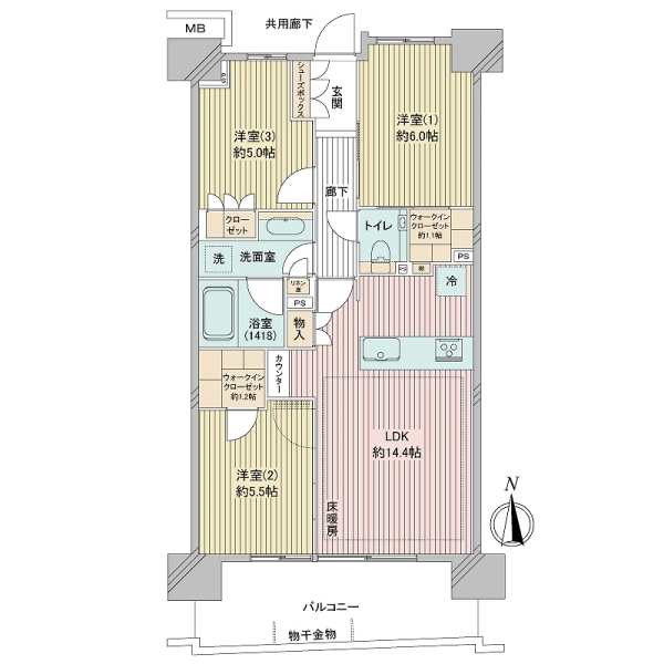 ガーデンクロス東京王子の間取図