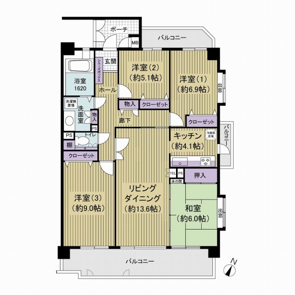 サンジュール西新の間取図