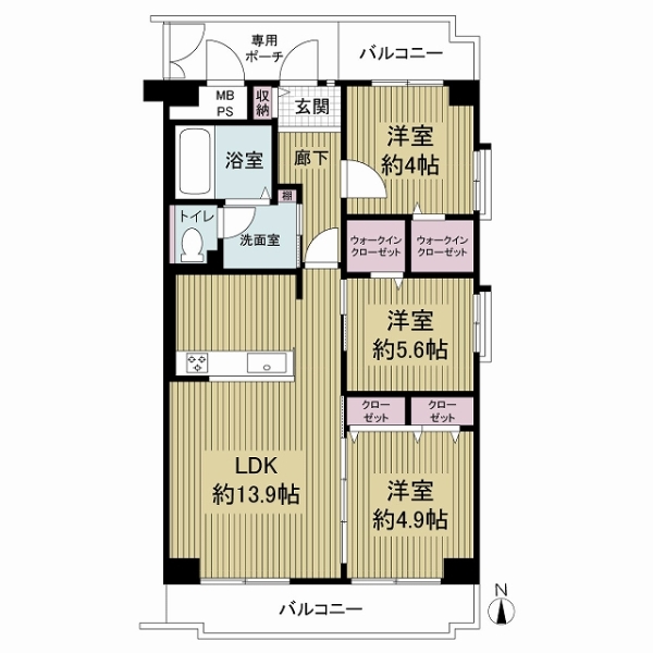 ユニハイム東住吉駒川中野の間取図