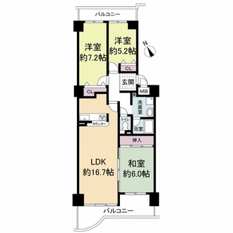 グリーンタウン月が丘・カーサソルーナＩ番館の間取図