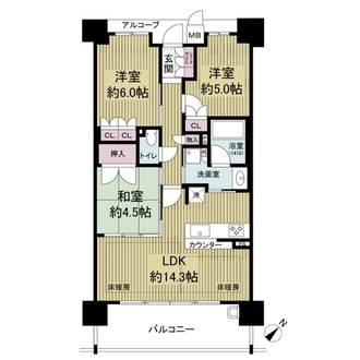 グランアッシュ弁天町の間取図