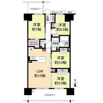 勝川サザンクラスαの間取図
