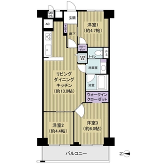 日商岩井第二新小岩マンションＡ－３号棟の間取図