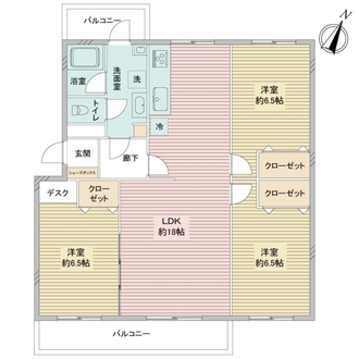 フローラ桂台１号棟の間取図