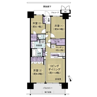 グランマークスツインフォートＢ棟の間取図