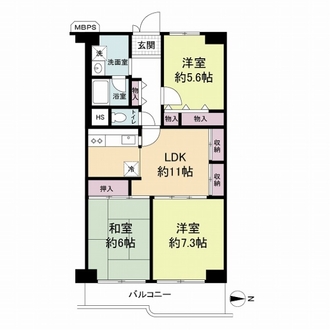 八戸ノ里スカイハイツの間取図