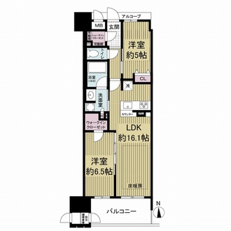 ラシュレ北浜の間取図