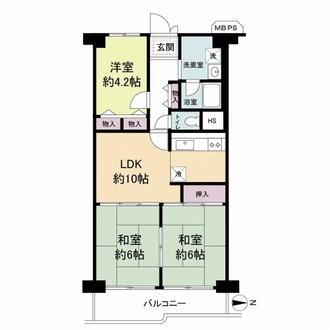 八戸ノ里スカイハイツの間取図