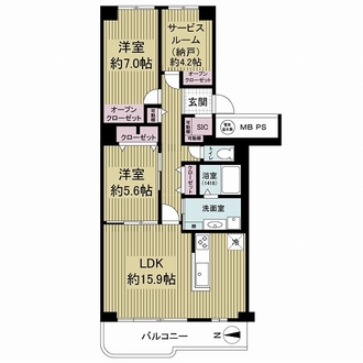 千里台スカイハイツC棟の間取図