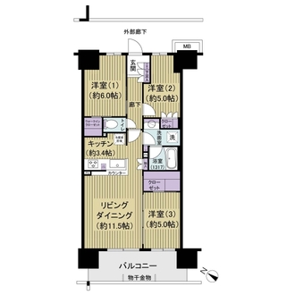 ファインシティ東松戸モール＆レジデンス　レジデンス棟の間取図