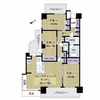 横浜東寺尾パーク・ホームズの間取図