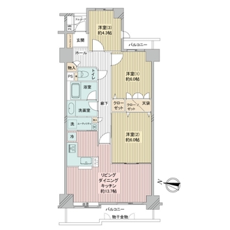 コスモ戸塚リベラヒルズＢ棟の間取図