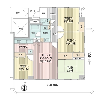 マイシティ武庫川レックスマンションB棟の間取図