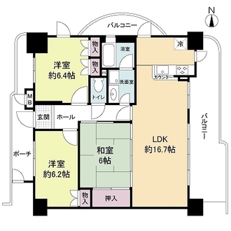 グランフェルティ平野加美の間取図