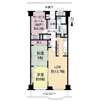 ベルパークシテイＡ棟の間取図
