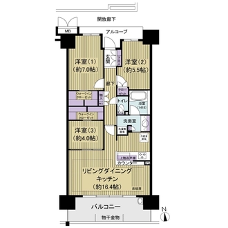 グランマークスツインフォートＡ棟の間取図