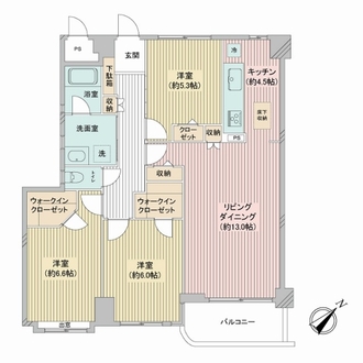 戸塚グリーンヒルダイヤモンドマンションの間取図