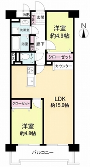 平野加美グランドハイツ壱号棟の間取図