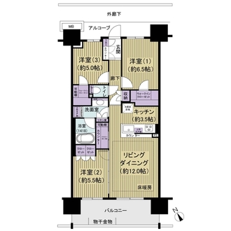 オーベルグランディオ千住大橋エアーズの間取図