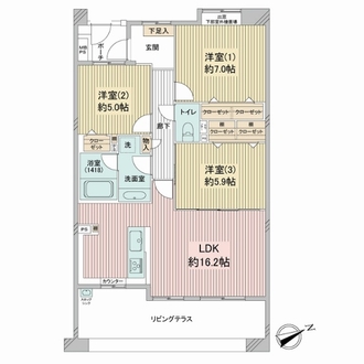 クリオ上大岡西弐番館の間取図