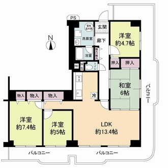 梅小路スカイハイツＡ南棟の間取図