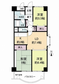 八尾セントラルハイツの間取図