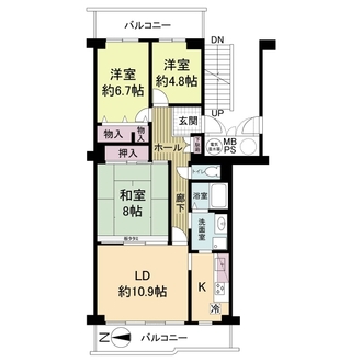 千里台スカイハイツC棟の間取図